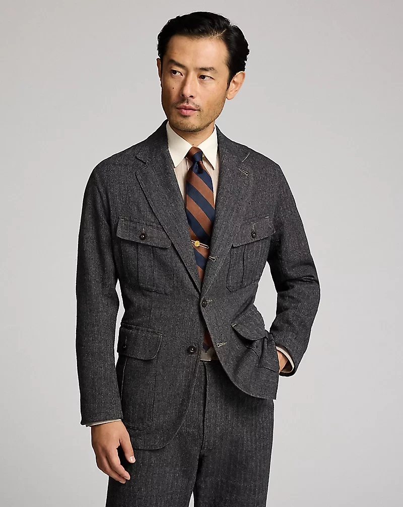 Cotton-Linen Herringbone Sport Coat