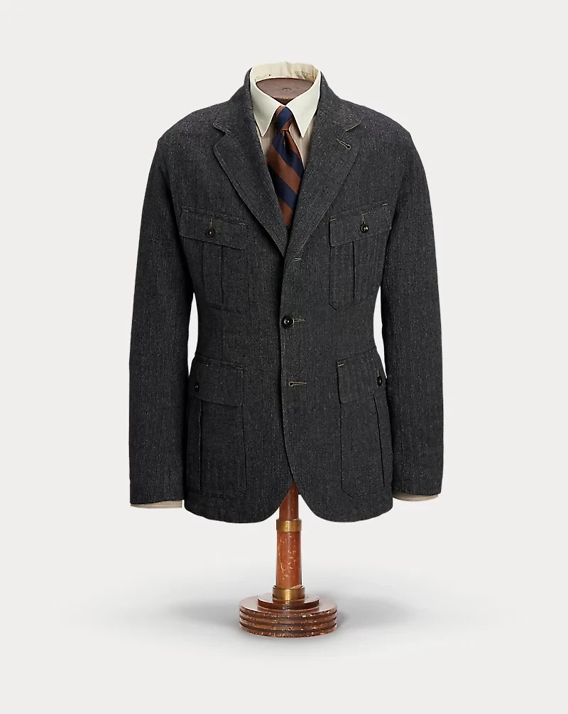 Cotton-Linen Herringbone Sport Coat
