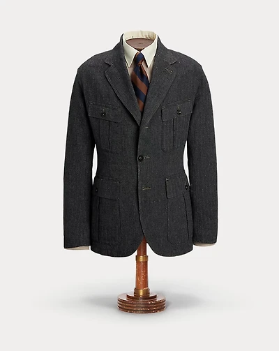 Cotton-Linen Herringbone Sport Coat