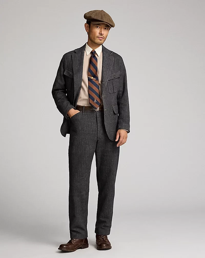 Cotton-Linen Herringbone Field Pant