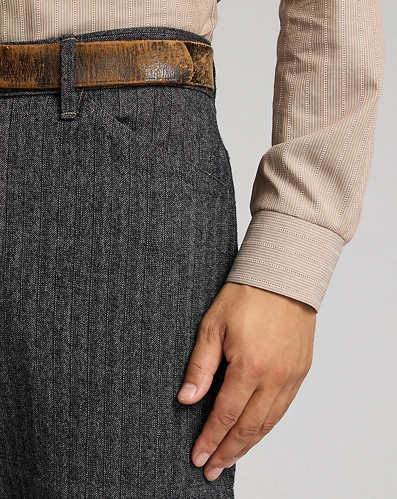 Cotton-Linen Herringbone Field Pant