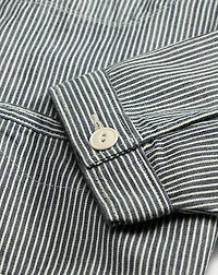 Indigo Striped Twill Hooded Jacket