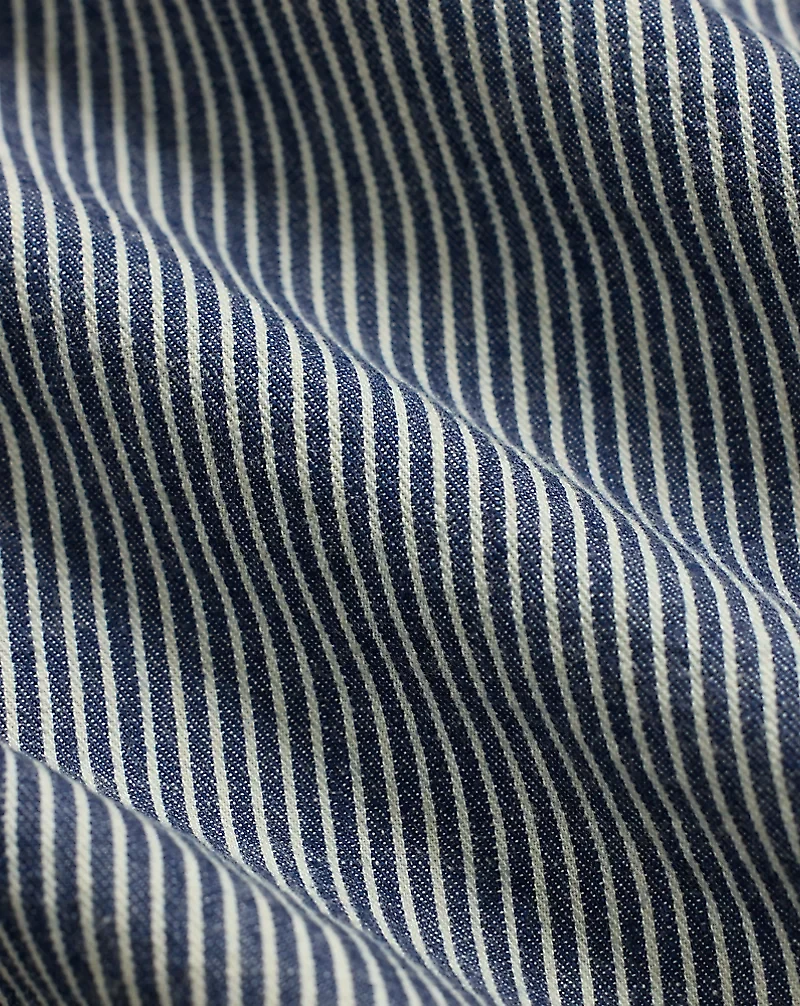 Indigo Striped Twill Hooded Jacket