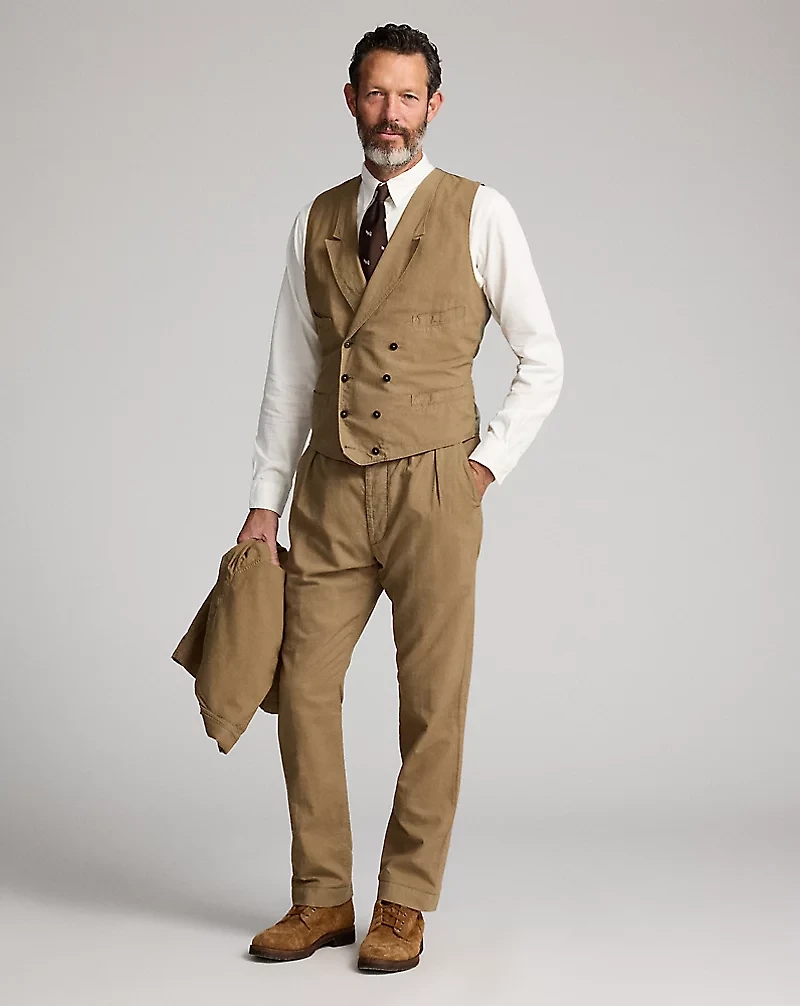 Double-Breasted Cotton-Linen Vest