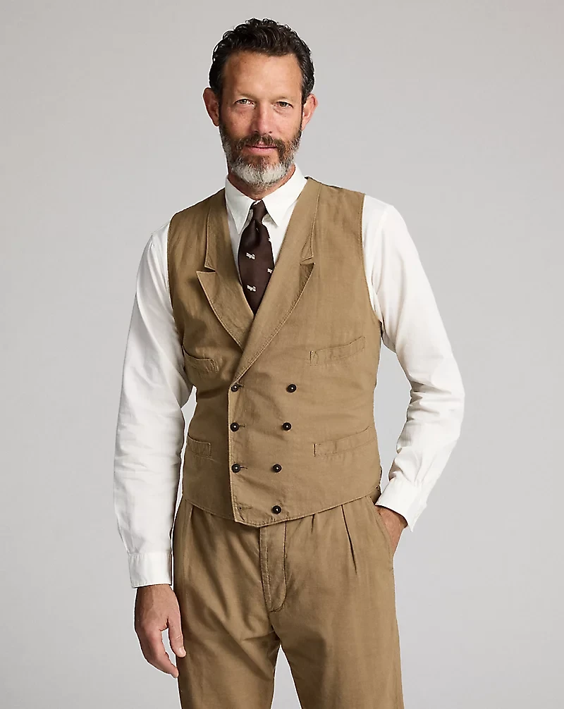 Double-Breasted Cotton-Linen Vest