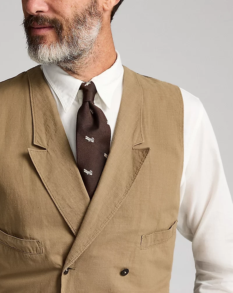 Double-Breasted Cotton-Linen Vest