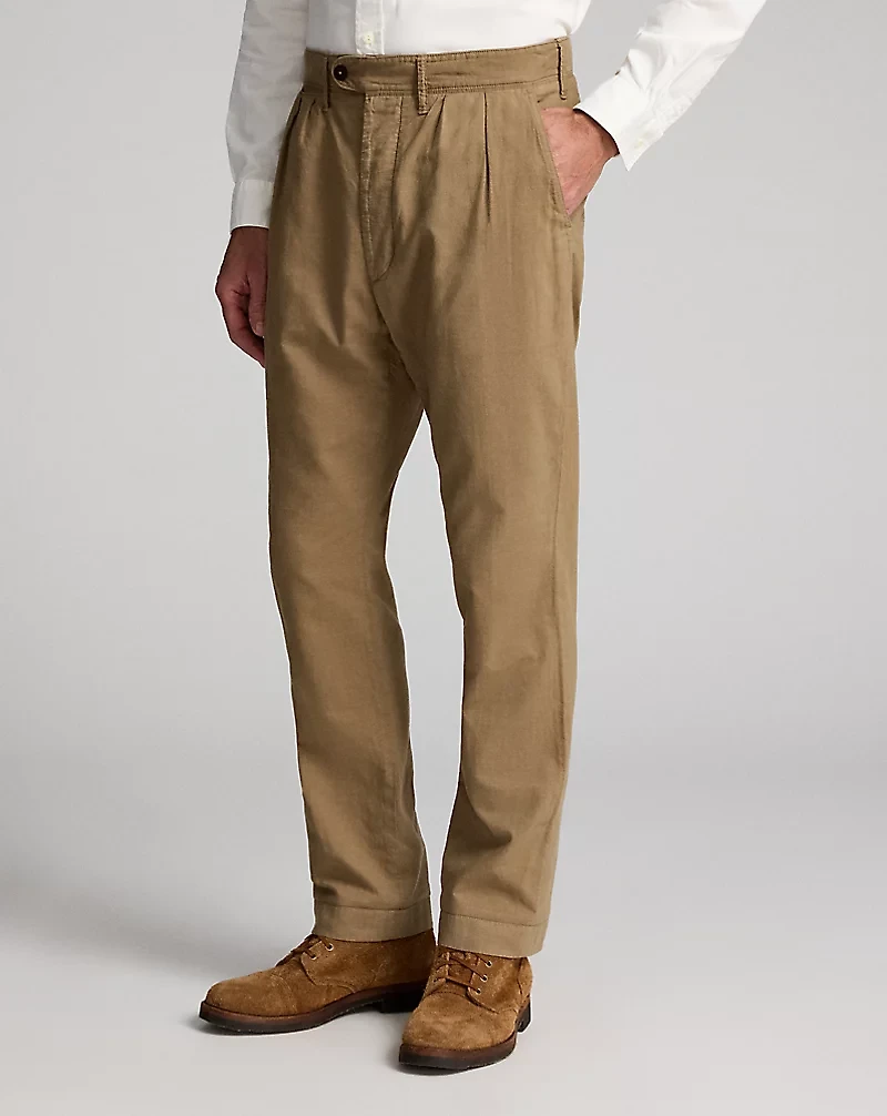 Pleated Cotton-Linen Pant