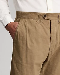 Pleated Cotton-Linen Pant