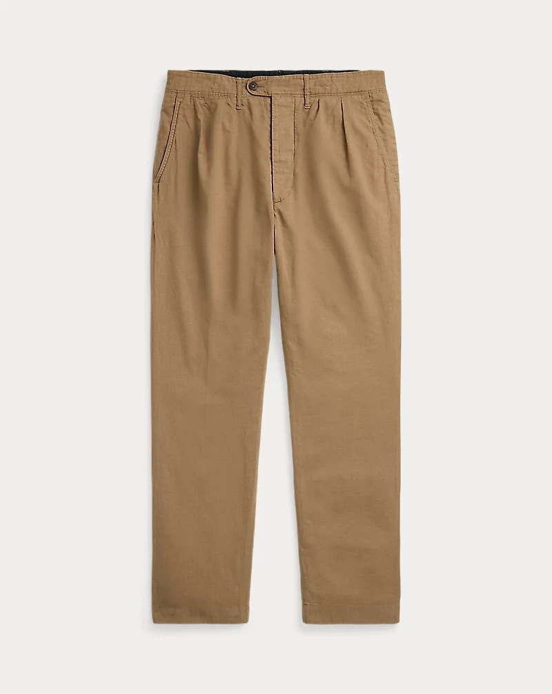 Pleated Cotton-Linen Pant