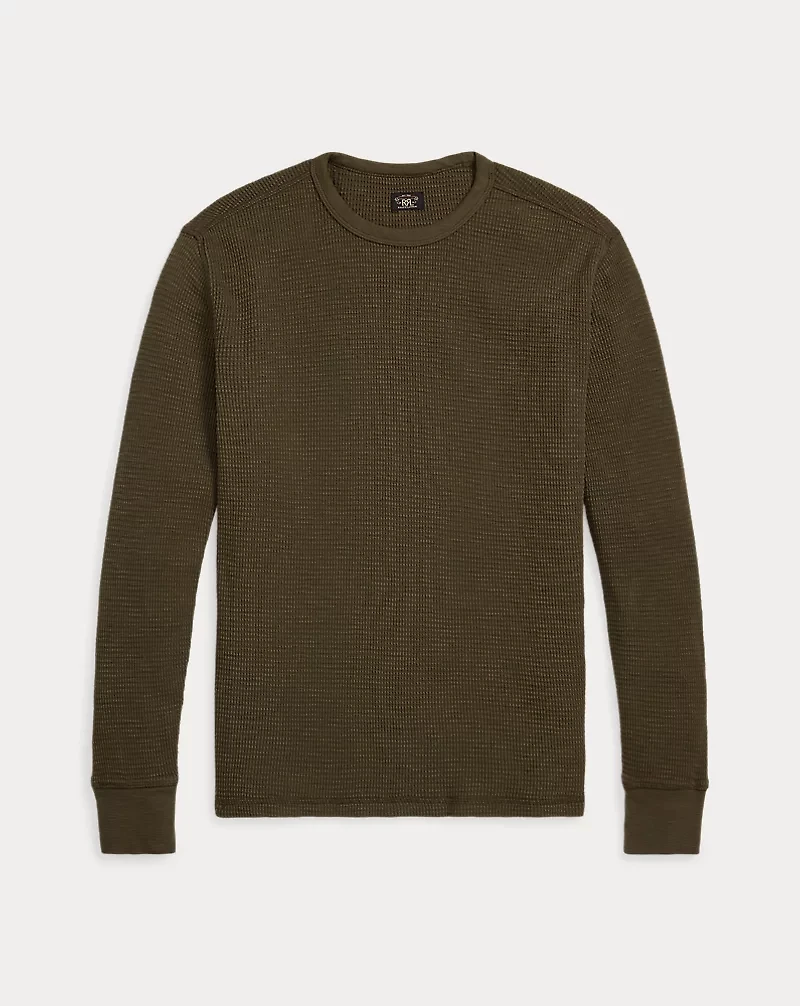 Garment-Dyed Waffle-Knit Crewneck