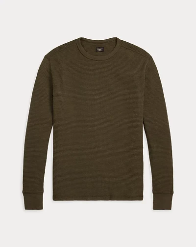 Garment-Dyed Waffle-Knit Crewneck
