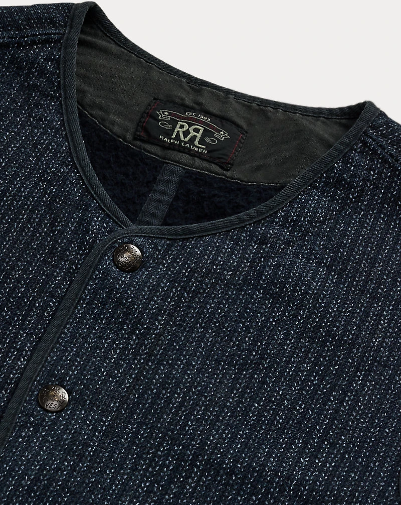 Print Indigo Fleece Vest