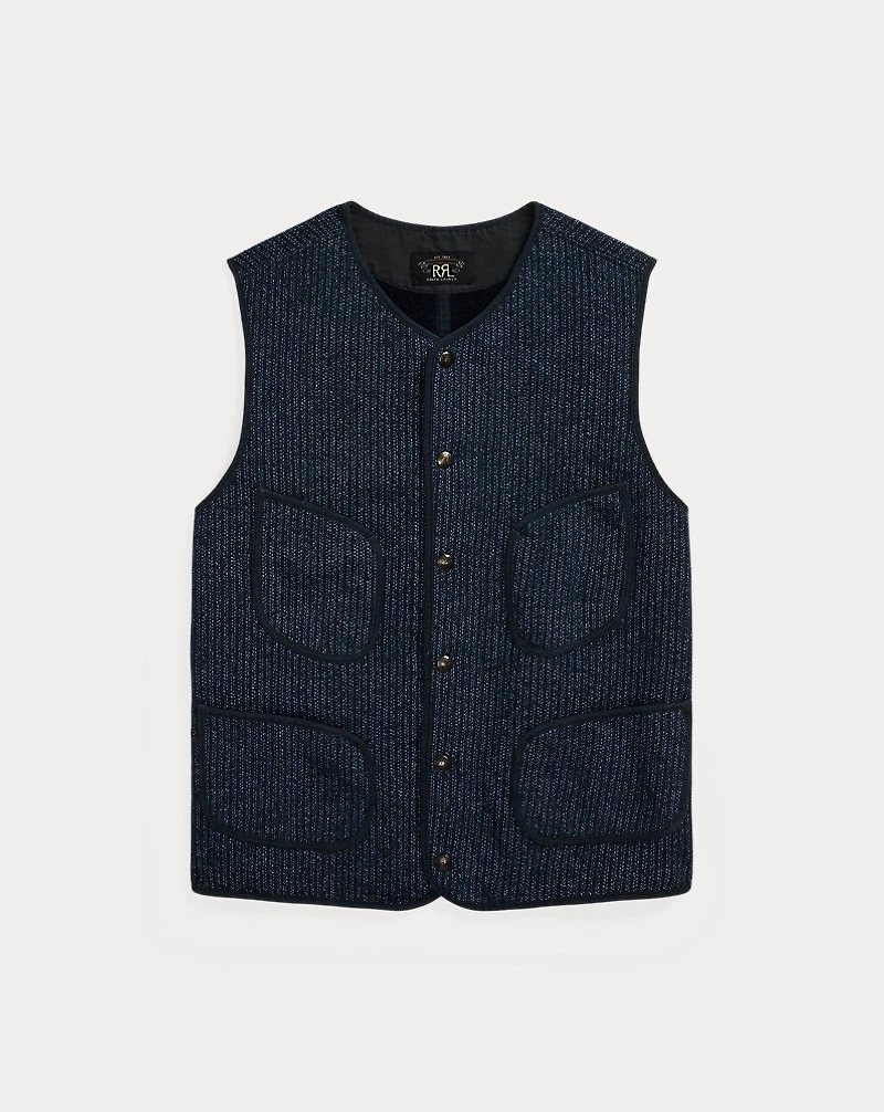 Print Indigo Fleece Vest