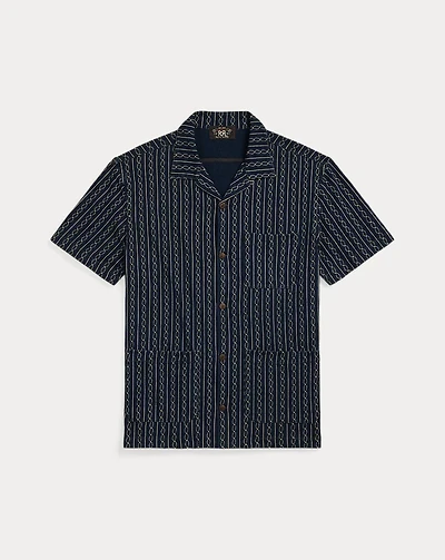Indigo Print Jersey Camp Shirt