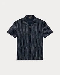 Indigo Print Jersey Camp Shirt