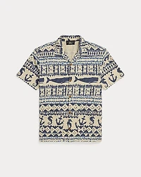 Nautical-Print Jersey Camp Shirt
