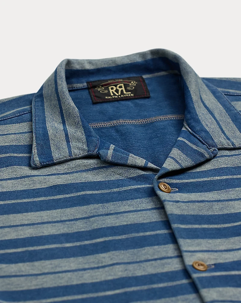 Indigo Striped Jersey Camp Shirt