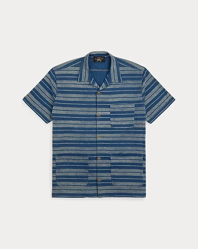 Indigo Striped Jersey Camp Shirt