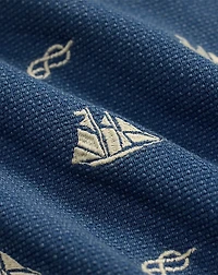 Nautical-Embroidered Piqué Camp Shirt