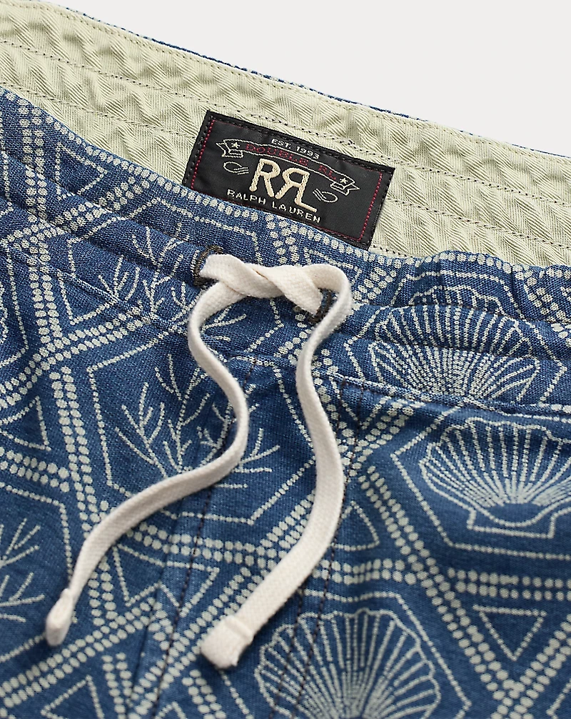 Indigo Shell-Print Jersey Short
