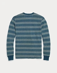 Indigo Striped Jacquard Henley Shirt