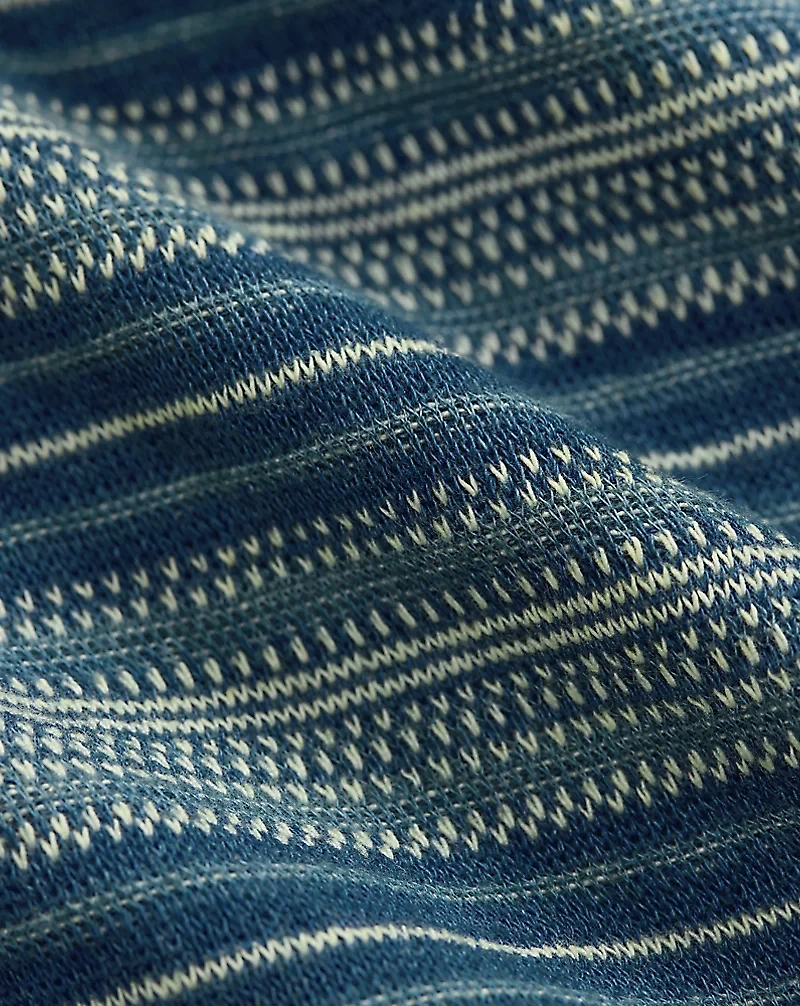Indigo Striped Jacquard Henley Shirt