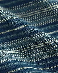Indigo Striped Jacquard Henley Shirt
