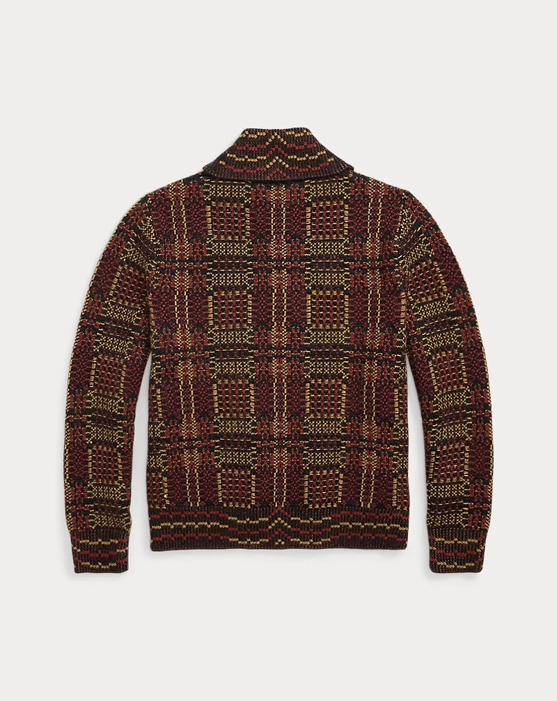 Wool Jacquard Full-Zip Cardigan