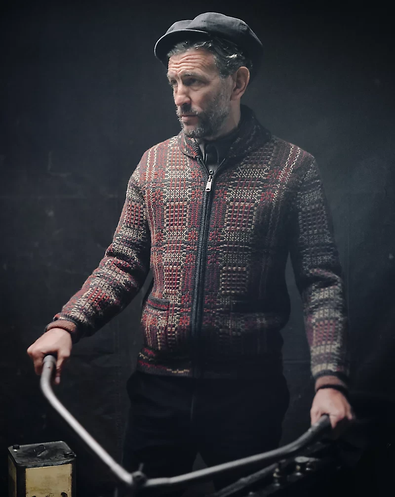 Wool Jacquard Full-Zip Cardigan