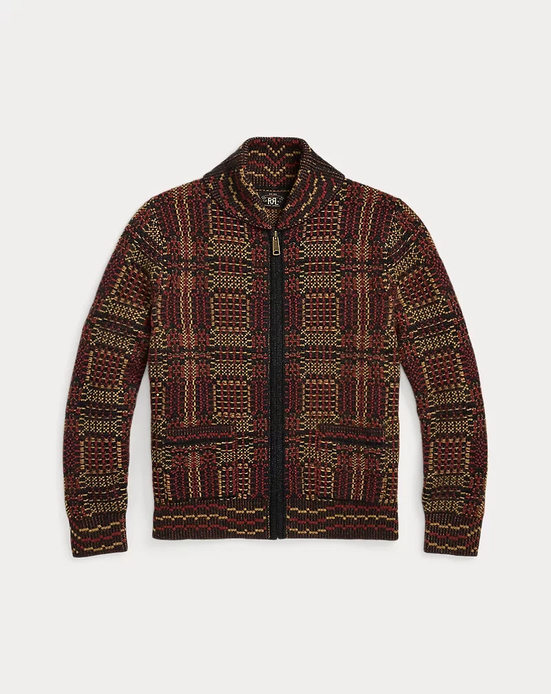 Wool Jacquard Full-Zip Cardigan