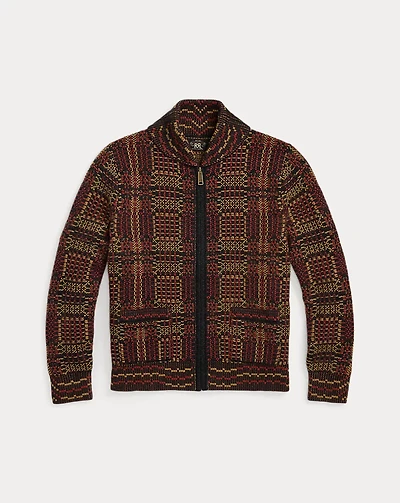 Wool Jacquard Full-Zip Cardigan