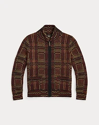 Wool Jacquard Full-Zip Cardigan