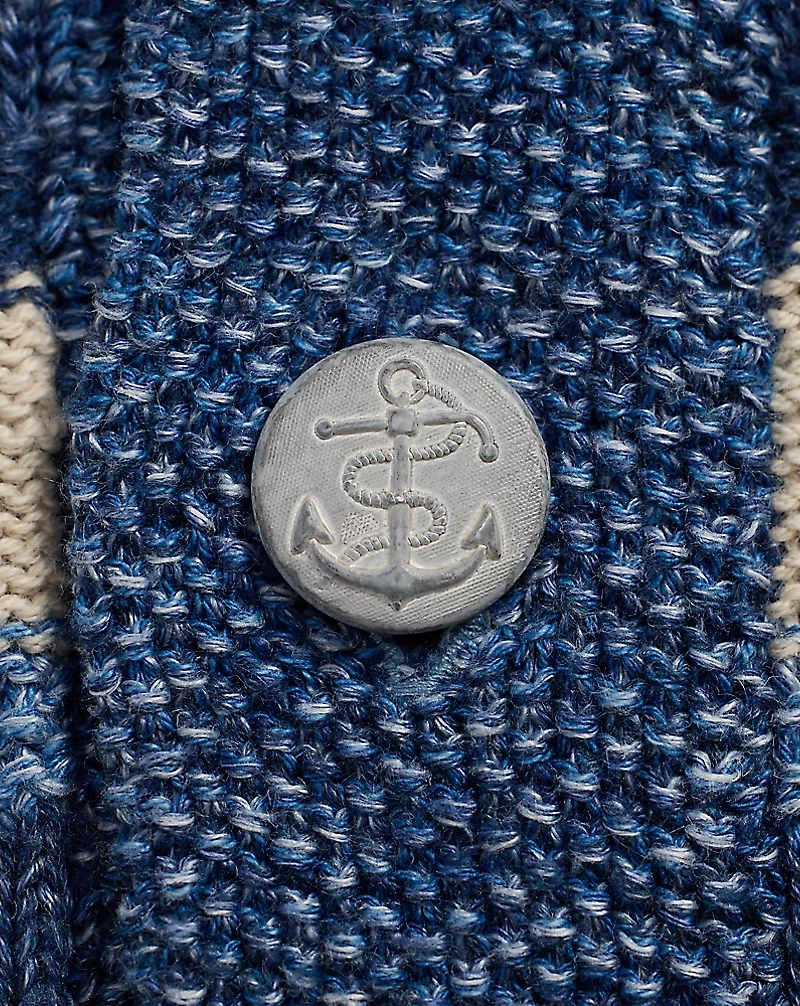 Indigo Striped Cotton-Linen Cardigan