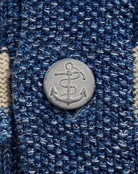 Indigo Striped Cotton-Linen Cardigan
