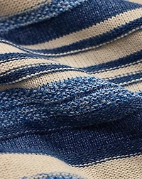 Indigo Striped Cotton-Linen Cardigan