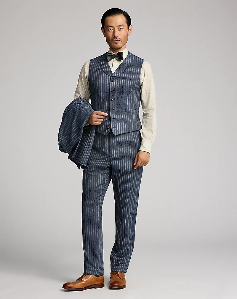 Striped Herringbone Shawl Vest