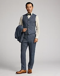 Striped Herringbone Shawl Vest