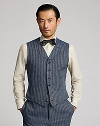 Striped Herringbone Shawl Vest