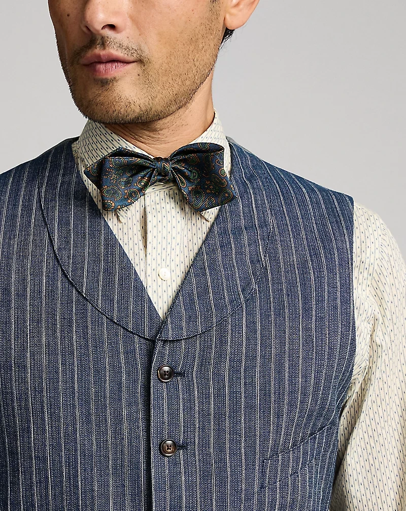Striped Herringbone Shawl Vest