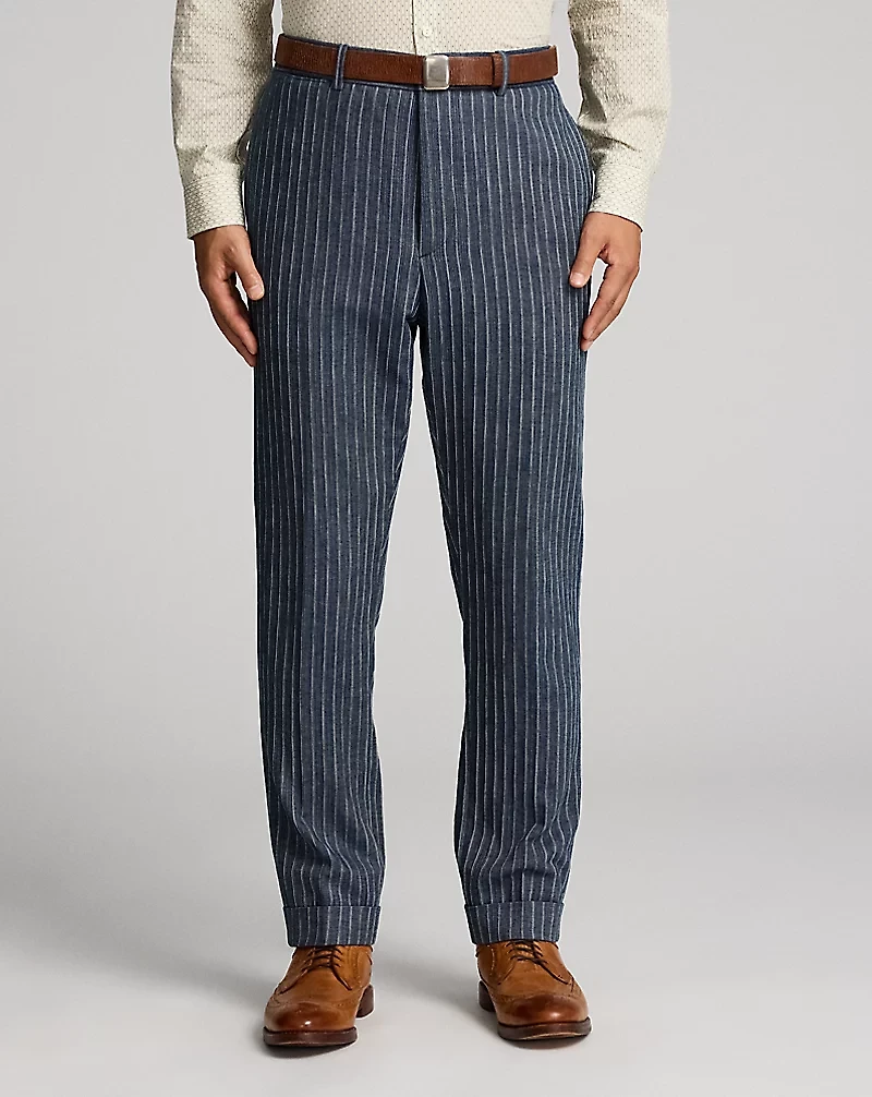 Slim Striped Herringbone Suit Trouser