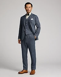 Slim Striped Herringbone Suit Trouser
