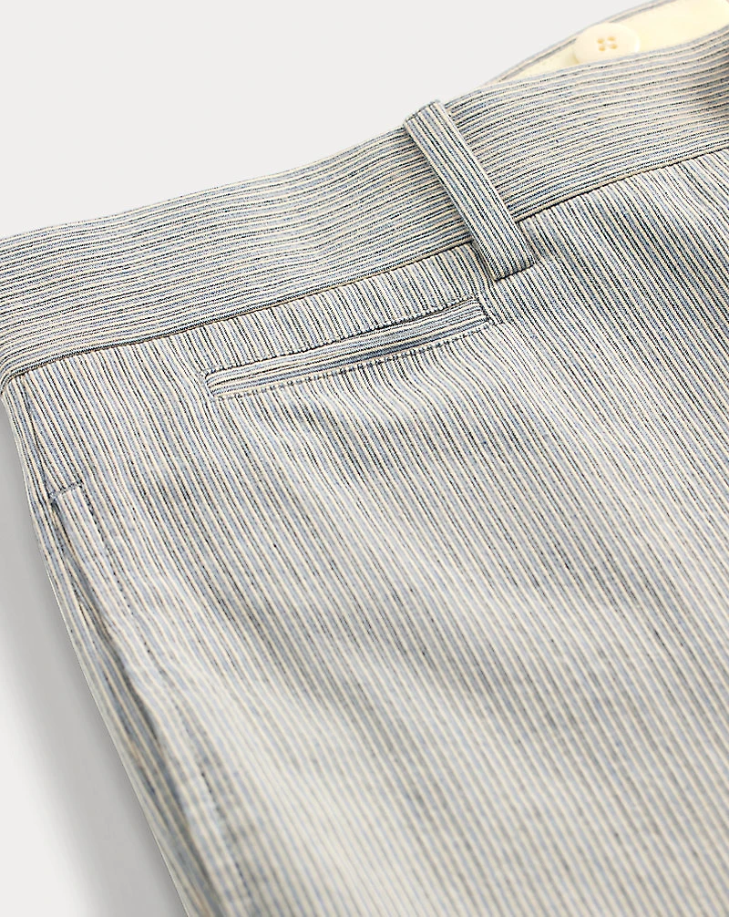 Slim Fit Striped Cotton Suit Trouser