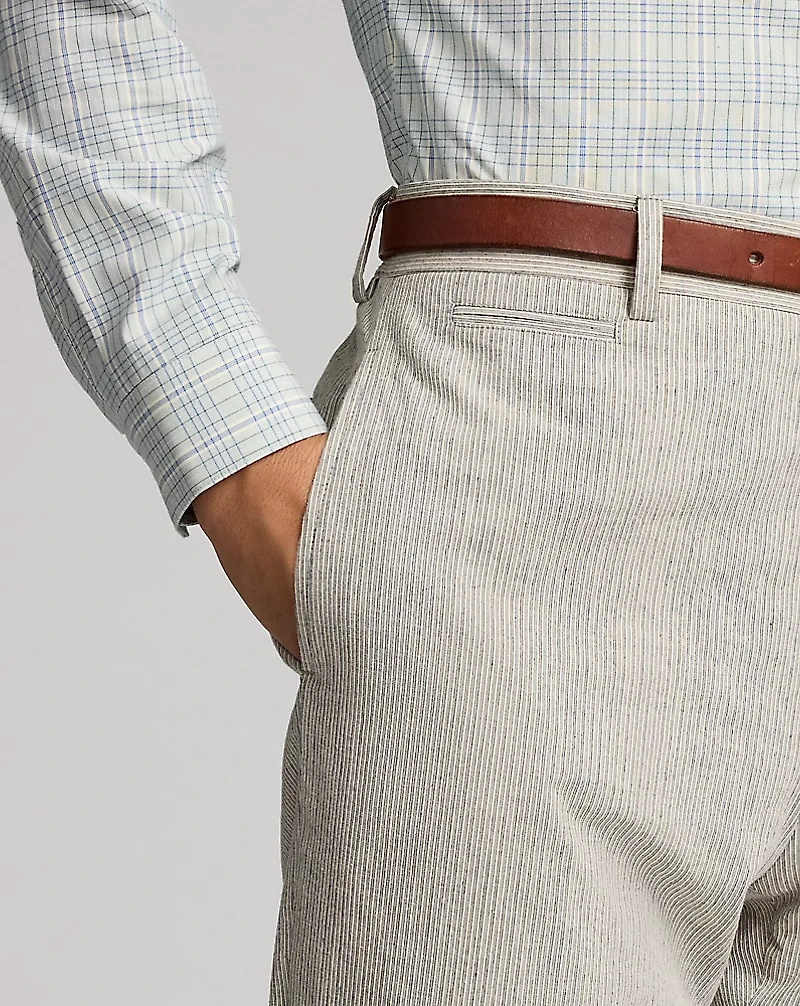 Slim Fit Striped Cotton Suit Trouser