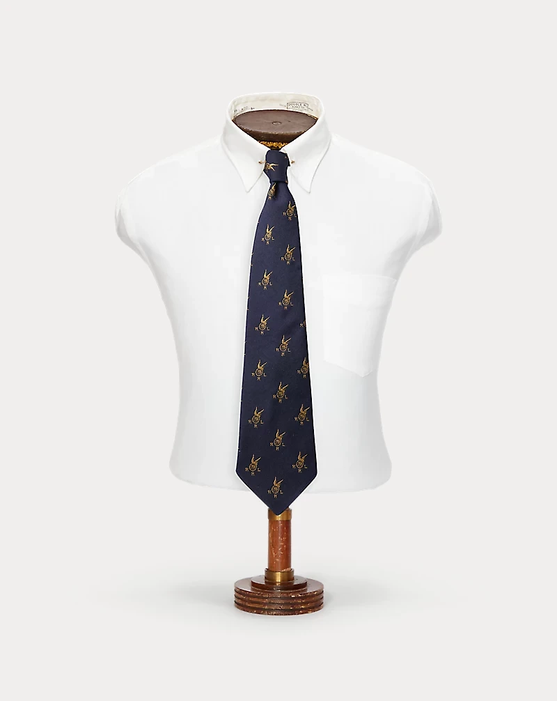 Handmade Logo-Motif Wool-Silk Tie