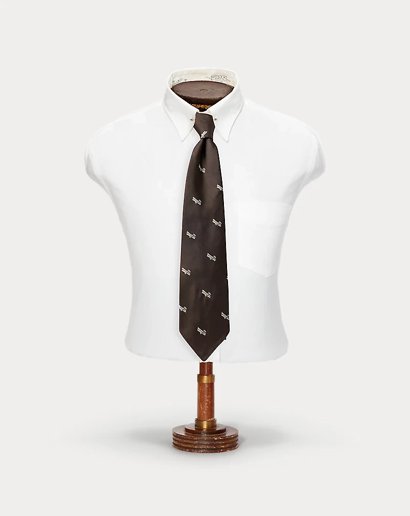 Handmade Airplane-Motif Silk Tie