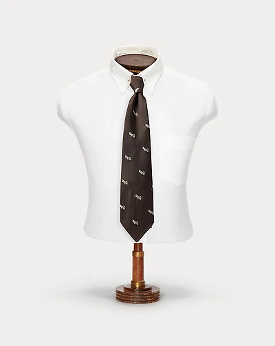 Handmade Airplane-Motif Silk Tie