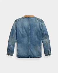 Corduroy-Collar Indigo Denim Jacket