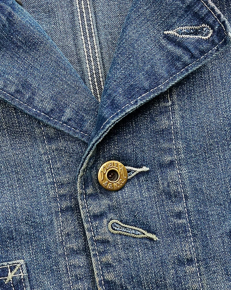 Corduroy-Collar Indigo Denim Jacket