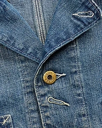 Corduroy-Collar Indigo Denim Jacket