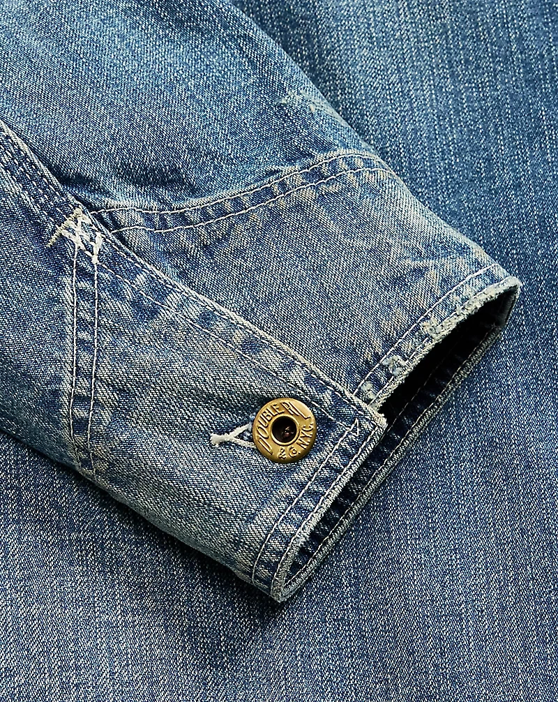 Corduroy-Collar Indigo Denim Jacket